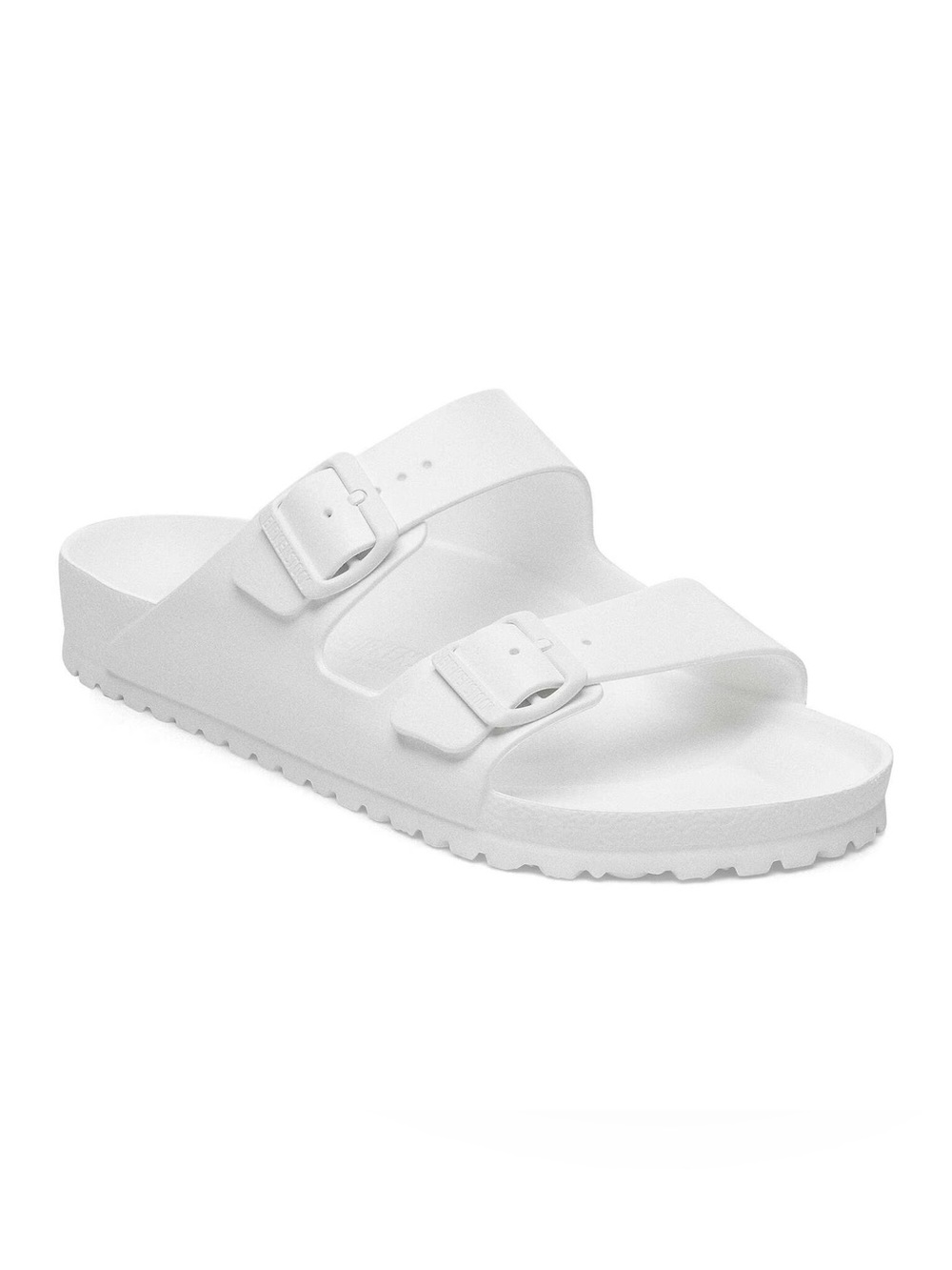 Birkenstock White Two-Buckle Slide Sandals